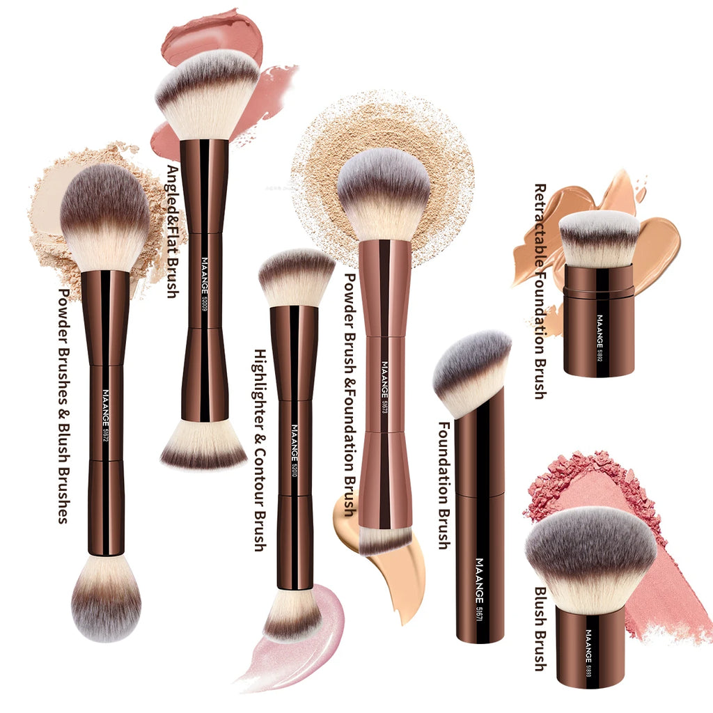 Kit de Pincéis MAANGE Dupla Face para Maquiagem Facial